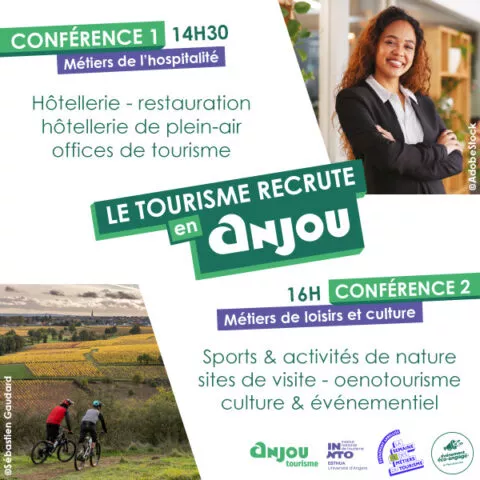 14h30 : Conférence 1 sur les métiers de l'hospitalité 16h00 : Conférence 2 sur les métiers de loisirs et culture