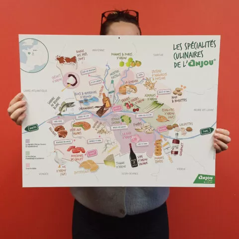 Carte des spécialités culinaires de l'Anjou - cartonnée