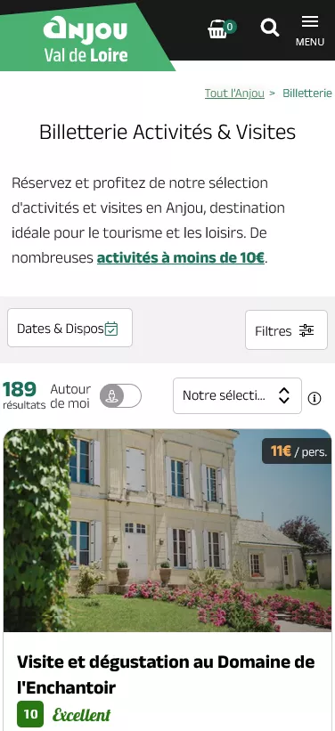 Billetterie Activités & Visites sur anjou-tourisme.com